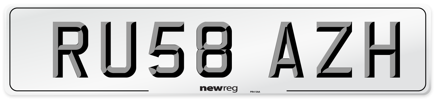 RU58 AZH Number Plate from New Reg